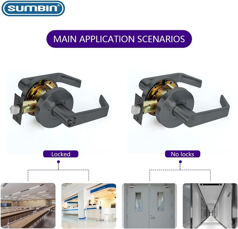 SUMBIN Grade 2 Commercial Heavy Duty Entry Door Lever Lockset, ADA, Matt Black Finish - Image 5